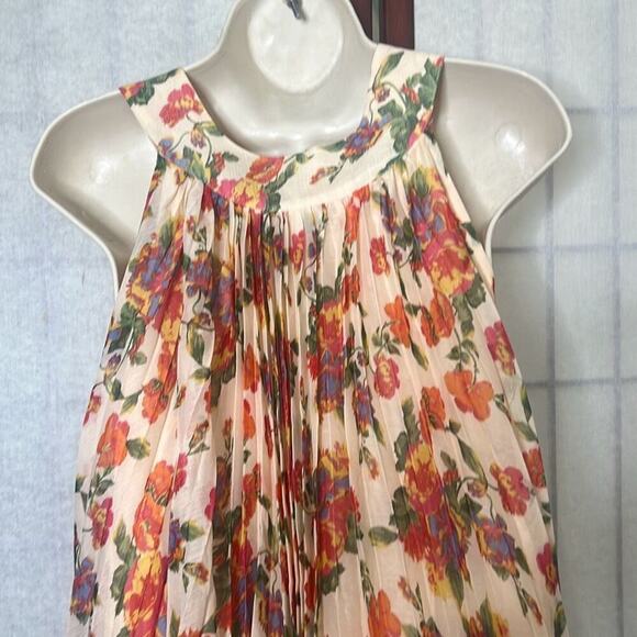 Free People Anthropologie Multicolor Floral Accordion Pleated Mini Dress Small P - Picture 4 of 9